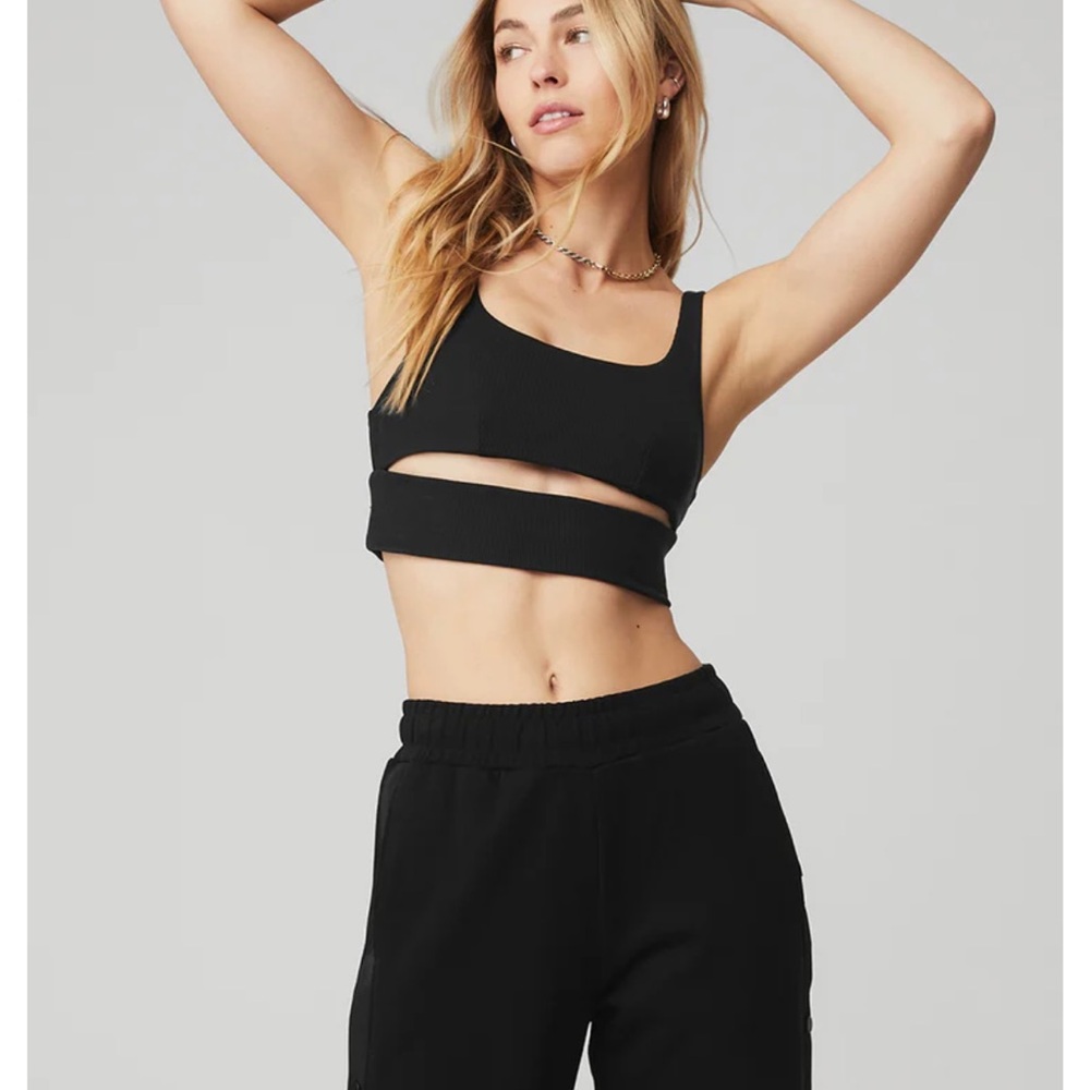 ALO Yoga Black Scoop Neck Bra